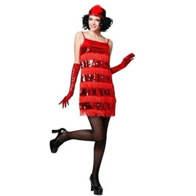 NEW Red Flapper Halloween Costume Dress Headpiece Woman Small 4-6 - Image 1 of 4