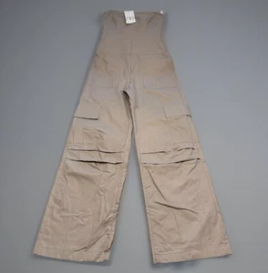 NEW ZARA Strapless Wide Leg Long Cargo Jumpsuit Women’s S Beige Side Zip - Picture 1 of 17