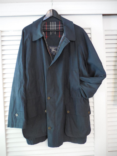 Giacca Burberry uomo X Large blu navy foderata a quadri leggera tasche con patta