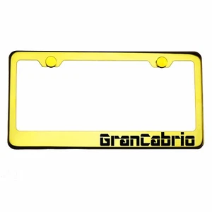 Gold Chrome License Plate Frame GranCabrio Laser Engraved Metal Screw Cap - Picture 1 of 8