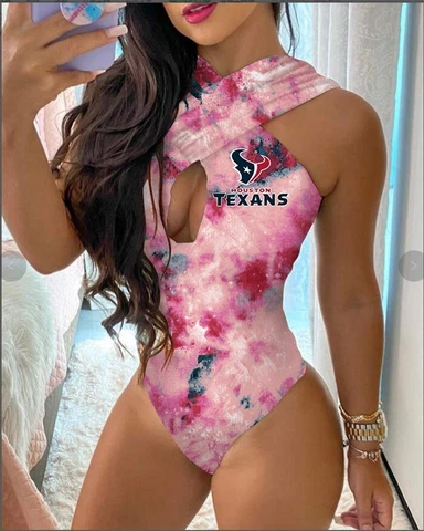 Houston Texans Front Cross Bathing Suit Bikini Halter Tie Back Swimsuit Gifts Cover