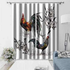Chickens foraging harmoniously  Printing 3D Blockout Curtains Fabric Window - Bild 1 von 8