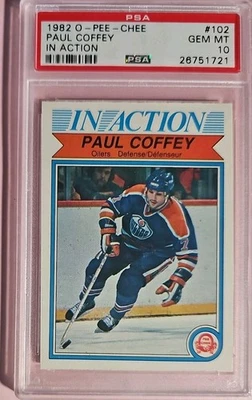 1982 O-PEE-CHEE PSA 10 Paul Coffey In Action #102 Edmonton Oilers - Image 1 of 3