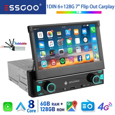 Autoradio 1 DIN | 7-Zoll Flip-Out | Android Auto/CarPlay | GPS Navigation - Bild 1 von 4