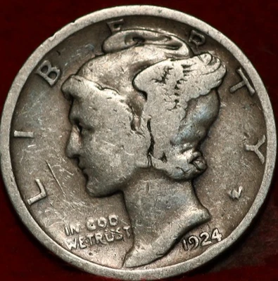 1924-D Denver Mint Silver Mercury Dime - Image 1 of 2