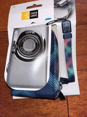 Case Logic Camera Case Blue Plaid  With Strap 4.5”x3” Brand New-V - Image 1 of 3