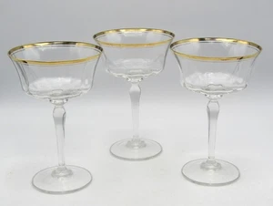 MIKASA JAMESTOWN CHAMPAGNE/SHERBERT GLASSES w/GOLD RIM - SET OF 3 - Picture 1 of 3