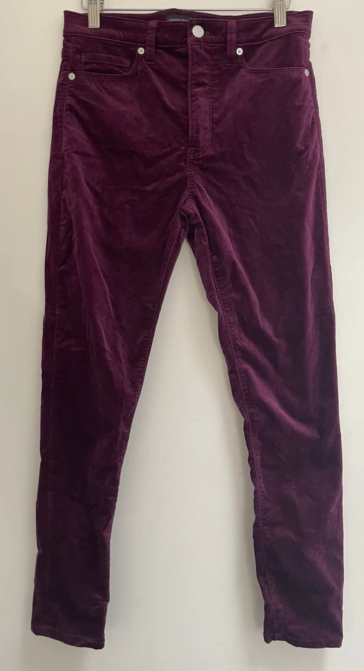 Pantalones ajustados de tiro alto elásticos de terciopelo ciruela claro liso Banana Republic para mujer 27 Foto 1 de 4