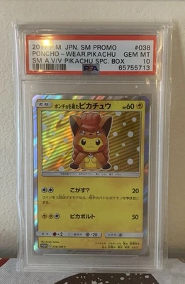 Pokemon Card Poncho Wearing Pikachu Alolan Vulpix 038/SM-P SM Promo PSA 10 - Image 1 of 2