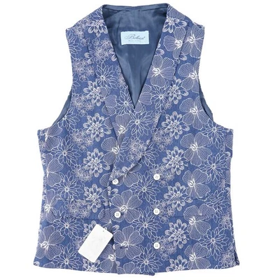 Belvest Slim-Fit Blue and White Woven Floral Cotton Vest 38R (Eu 48) Waistcoat - Image 1 of 4