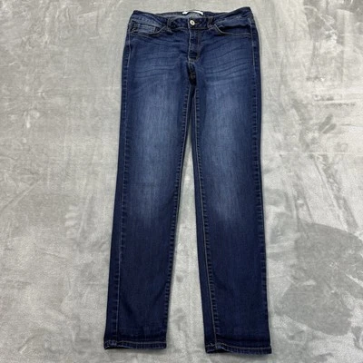 Pantalones de mezclilla KanCan para mujer 11/29 azul ajustados elásticos lavados oscuros preppy informales ciudad Foto 1 de 4