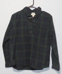 Camicia LL Bean Donna M Pet Scotch Plaid Flanella Relax - Foto 1 di 7
