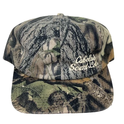 Boné camuflado vintage Cabelas Scent Lok SnapBack peru caça anos 90 Y2K árvore real - Imagem 1 de 4