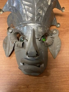 Vintage Taxco Mexican Folk Art Tin Mini Metal Wall Hanging Mask - Picture 1 of 4