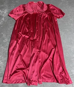 Vintage Vanity Fair Nightgown Womens XL Magenta Pink Button Up Nylon Coquette - Picture 1 of 5
