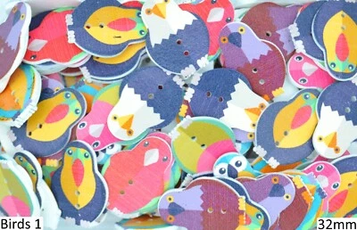 Printed Wooden Buttons - Various Unique Prints/Designs for Sewing & Embroidery - Image 1 of 4