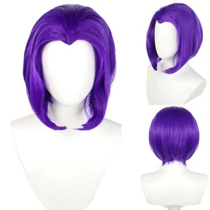 Parrucca corta DC Teen Titans Raven cartone animato cosplay parrucche sintetiche resistenti al calore - Foto 1 di 5