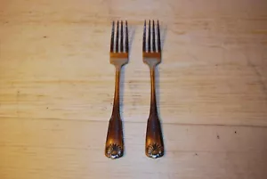 2 Oneida Deluxe Stainless Steel TUDOR Shell 7-3/8" Dinner Forks - Picture 1 of 4