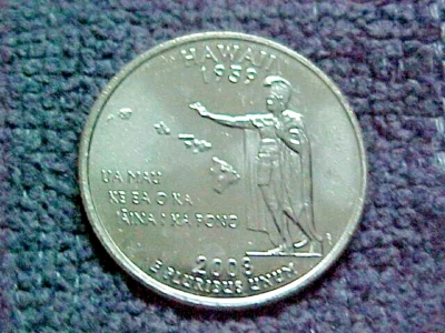 2008 D HAWAII QUARTER FROM MINT ROLL BU - Image 1 of 2
