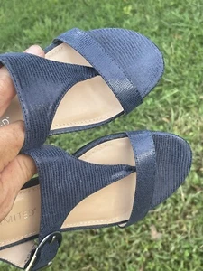 THE LIMITED Navy Blue Faux Snake Skin Loafers Slides Sandals Shoes 6 ❤️blt15m15 - Picture 1 of 10
