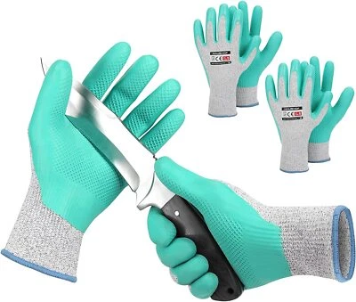 3-Pairs Gardening Gloves Thorn Proof Heavy Duty Latex Coated Texture Work Gloves - Image 1 of 4