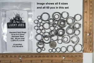 Edelstahl Spaltring Sortiment 60 Teile 6 Größen 10 EA (Groß) Standard Duty - Bild 1 von 5