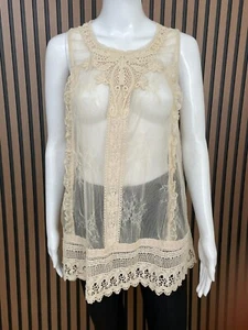 Blusa túnica para mujer Anthropologie Moulinette Soeurs transparente Cottagecore 4 beige - Imagen 1 de 8