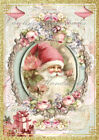 Pink Santa A Reproduction Cotton Fabric Quilt Block Multi-sizes Available