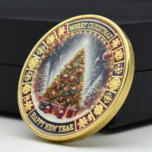 Merry Christmas Golden Challenge Coin Happy New Year Holiday Gift Lucky Medal - Picture 1 of 12