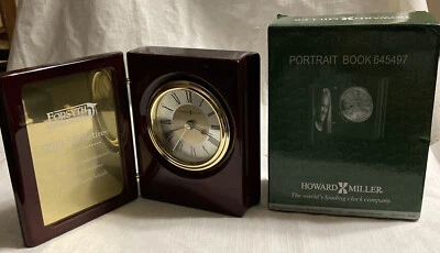Howard Miller 645-497 Portrait Book Table or Desk Clock-Rosewood-NICE - Image 1 of 4
