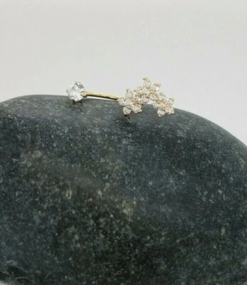 2.30Ct Moissanite Navel Flower Belly Botton Women 14K Yellow Gold Over - Image 1 of 3