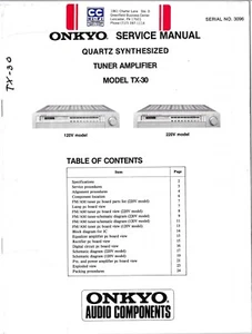 ONKYO TX-30, QUARTZ SYNTHETISIERTER TUNER VERSTÄRKER SERVICEHANDBUCH - Bild 1 von 1