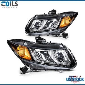 Headlights Assembly Pair For 2012-2013 Honda Civic Clear Lens Replacement - Picture 1 of 9