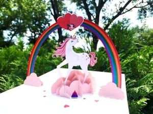 3D Pop Up Greeting Card Unicorn Handmade Birthday Thank You Daughter Sister Girl - Picture 1 of 9