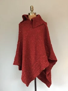 NWT 'IRELANDSEYE' CHILLI ( RUST/RED ) TWEED PONCHO 'AILISH' COLLARED STYLE - Picture 1 of 12