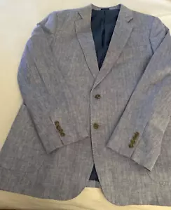Men’s 46L Linen Blend blue sports coat jacket suit from Stafford 2 button - Picture 1 of 8