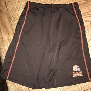 CLEVELAND BROWNS Shorts NFL Football Large Brown Polyester Coaches VINTAGE - Picture 1 of 4