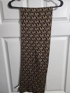 Michael Kors Scarf MK Monogram Tan Beige Knit Logo - Picture 1 of 4