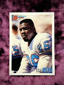 Camiseta Sean Jones 1993 Bowman #221 como nueva Houston Oilers Legends Northeastern Star - Imagen 1 de 2