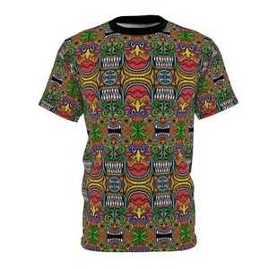 Freaky Tiki Tee, Tropical Luau Shirt, Beach Surreal Trippy Weirdcore Top, Unisex - Picture 1 of 5