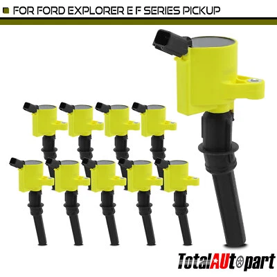 Bobina de encendido amarilla de 10 piezas para Ford F-250 Super Duty 1999-2004 E-250 Excursion Foto 1 de 4