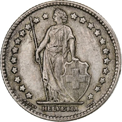[#1307250] Switzerland, Franc, Helvetia, 1906, Bern, Silver, AU, KM:29, a - Image 1 of 2