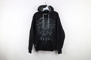 Vintage Y2K Rusty Surfing Mens Small Faded Tribal Skull MMA Full Zip Hoodie - Picture 1 of 18