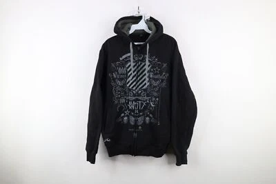 Vintage Y2K Rusty Surfing Mens Small Faded Tribal Skull MMA Full Zip Hoodie - Image 1 of 4