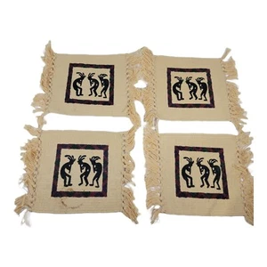 Vintage Set 4 Drink Dessert Place Mats Kokopelli Flute Player Southwestern READ - Picture 1 of 7