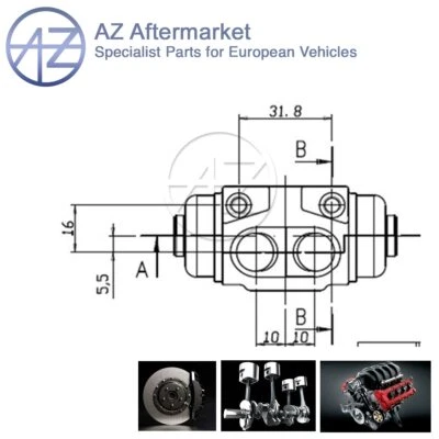 Fits Hyundai Getz 2002-2010 Accent 2000-2005 AZ Rear Right Wheel Brake Cylinder - Image 1 of 4