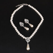 Luxury Bride Pearl Crystal Jewelry Set For Women Korean Temperament Two PieceSet