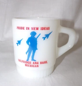Vintage Fire King Selfridge ANG Cup Mug Anchor Hocking Macomb Michigan Milk Glas - Picture 1 of 15
