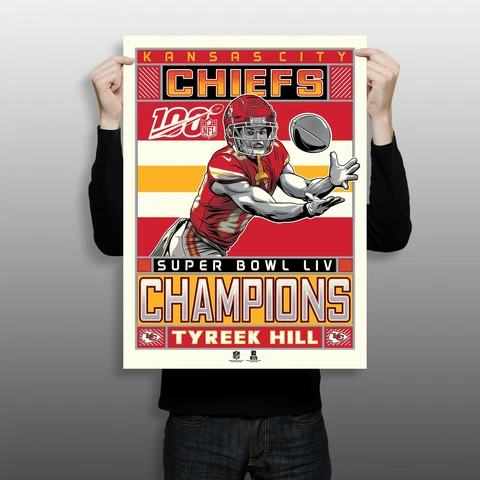 Phenom Gallery Kansas City Chiefs Super Bowl LIV Champions Tyreek Hill Serigraph Cover