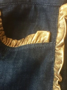 DOLCE & GABBANA 100% AUTHENTIC RARE RUNWAY JEANS PANTS GOLD RUFFLES - Picture 1 of 12